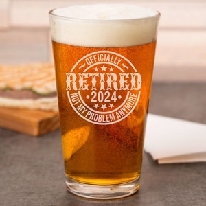 Happy Retirement - Custom Pint Glass Engraved Beer Glass - Personalized Retirement Gifts for Him, Gifts for Her