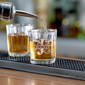 Engraved Shot Glass - Personalized Engraved Square Cute Shot Glass Set. Gifts for groomsmen and gifts for bridesmaids.