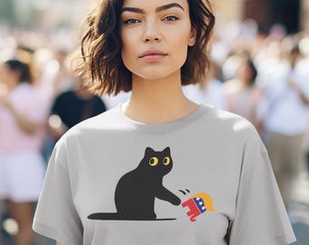 Black Cat vs. GOP Elephant T-Shirt - Anti-Trump Political Tee