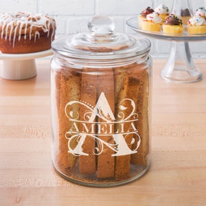 Custom Cookie Jar With Lid Personalized Half-gallon Large Glass