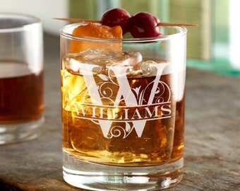 Custom Whiskey Glass - Personalized 12 oz Rocks Glass, Old-Fashioned - Great groomsmen gifts for whiskey lovers.