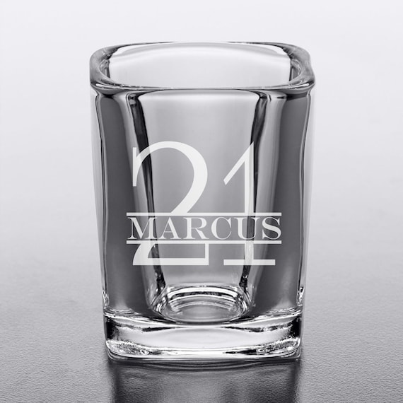 2oz Custom Personalized Happy 21 with your year Shotglass LASER 2oz Custom Personalized Happy 21 with your year Shotglass LASER
