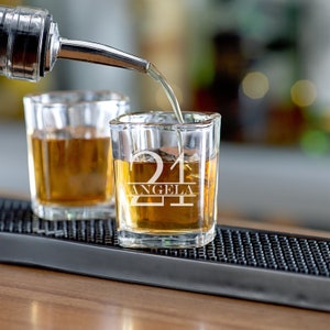 Personalized 21st Birthday Shot Glass: Laser Engraved Square Glass