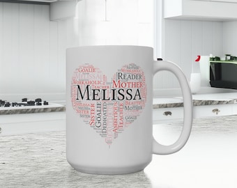 Taza de café personalizada con nube y nombre: recuerdo de cerámica personalizado