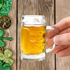 Mini Tavern Mug Beer Stein Custom Shot Glass. 1.35oz Shot Glasses Day Mini Beer Mugs with Handle, Irish Gifts. image 1