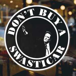 Don&#39;t Buy a Swasticar | Large Anti-Tesla, Anti-Elon Musk Die-Cut Bumper & Laptop Sticker | Sizes up to 20x20 Inches