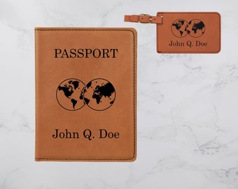 Personalized Passport Cover & Luggage Tag Set - Custom Travel Accessories