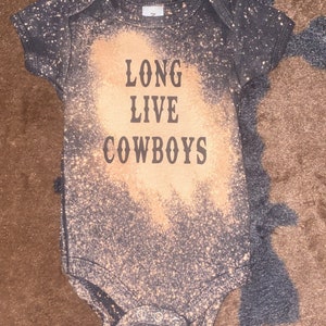 Bleached Long Live Cowboys Onesie, western onesies for babies, western baby clothes, western baby gift, baby gift girl, baby gift boy