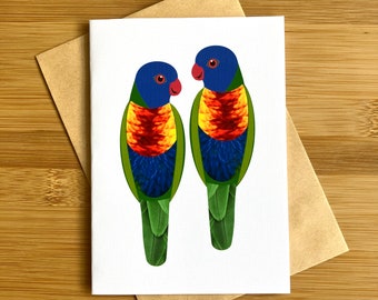 Australian Bird Greeting Card Rainbow Lorikeet Native Wildlife Original Artwork Unique Artist paper Quality print Beautiful Design Blank