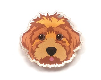 Cute Cavoodle Pin Recycled Acrylic Ethical Eco-friendly Dog Lover Wearable Art Adorable Canine