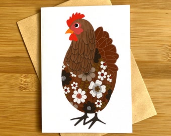 Cute Chicken Greeting Card Bird Farm Wildlife Original Artwork Unique Artist Paper Quality print Beautiful Design Blank