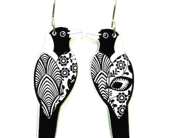 Magpie Earrings, Australian Bird, Australian Made, Souvenir