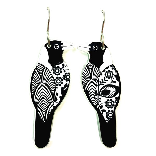 Magpie Earrings, Australian Bird, Australian Made, Souvenir