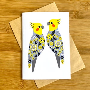 Australische vogel wenskaart gele valkparkiet inheemse Wildlife originele kunstwerken unieke kunstenaar papierkwaliteit print mooi ontwerp blanco