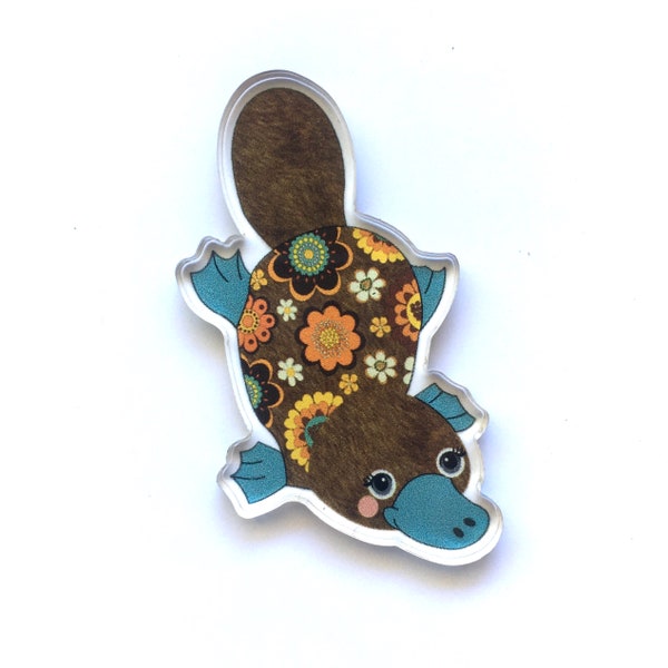 Adorable Platypus Pin Recycled Acrylic Eco-friendly Ethical Wearable Art Native Australian Animal