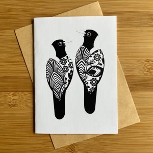 Biglietto d'auguri per uccelli australiani Gazza Nativa della fauna selvatica Opere d'arte originali Carta artistica unica Stampa di qualità Bellissimo design vuoto
