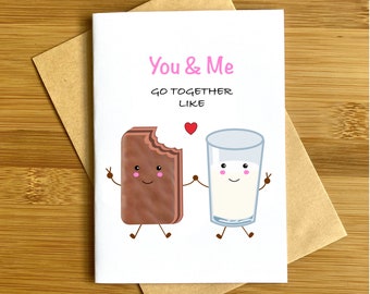 You and Me Go Together like Timtams and Milk Couple Card Original Artwork Unique Artist paper Quality print