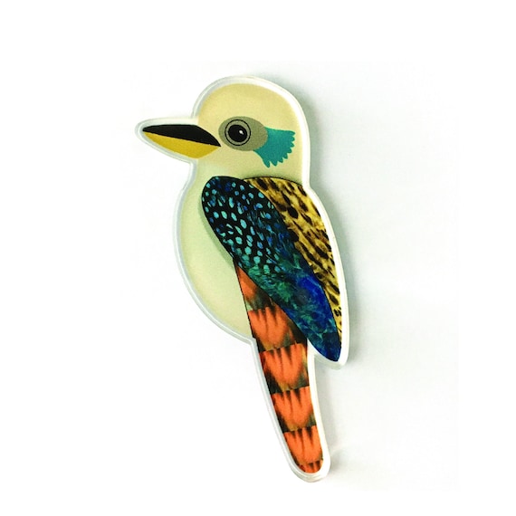 Cute Kookaburra Brooch 100 Recycled Acrylic Original Artwork Ethical Sustainable Eco friendly Wearable Art Light Native Australia Etsy Canada