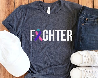 Thyroid Cancer Fighter Shirt • Thyroid Cancer Shirt • Thyroid Cancer T-Shirt • Fight Like a Girl • Thyroid Cancer Ribbon • Thyroid Awareness