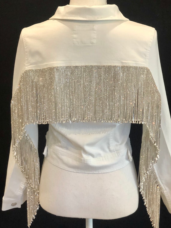 rhinestone fringe jean jacket