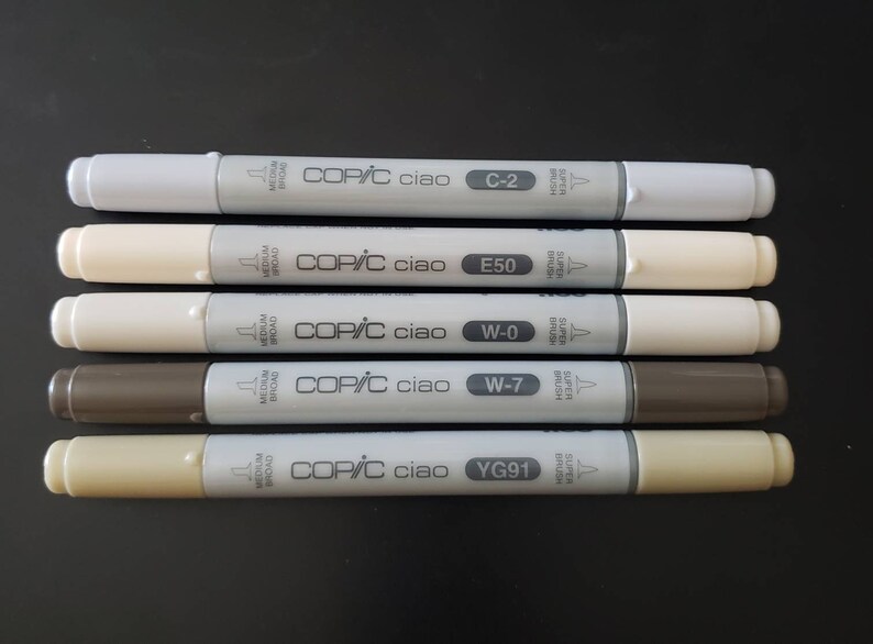 Copic Ciao Marker Neutrals and Grey Hues 2 5 pack Dual Etsy