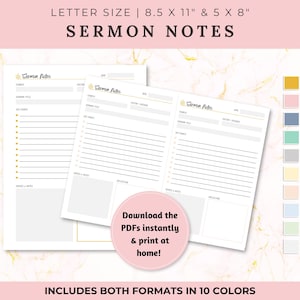 Printable Sermon Notes Minimalist Design Template Modern Church Notes Page Layout For Worship Service Document Organization System For Bible