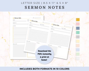 Bible Study or Sermon Notes Sunflower Theme - Etsy