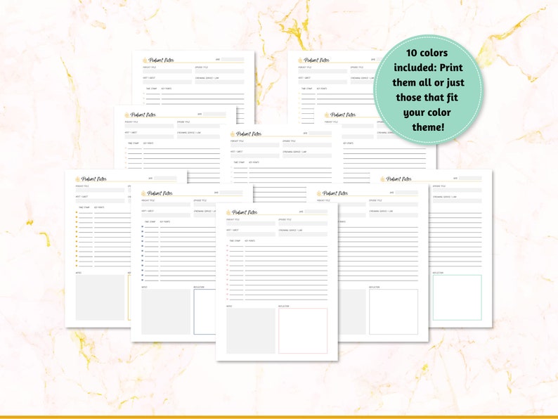 Podcast Notes.pdf Podcast Notes Template Letter Size Printable Template - Etsy