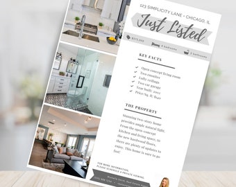 Grundbesitz-Flyer-Vorlage, Just Listed Realtor Marketing (Canva Editable)