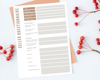 Fragebogen für Makler und Makler (ausfüllbares PDF, Canva)