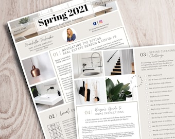 Real Realty Spring Newsletter Vorlage, Realtor Marketing (Canva bearbeitbarer digitaler Download)