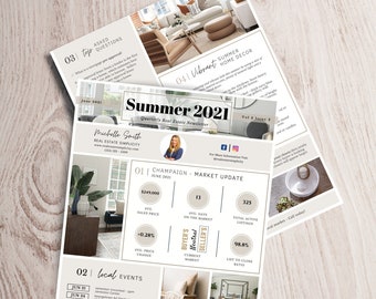 Sommer 2021 Real Realtime Newsletter Vorlage, bearbeitbare Canva (digitaler Download)
