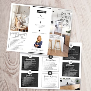 Real Estate Seller Prep Brochure, Real estate seller's guide, Two-sided trifold realtor brochure, Real estate marketing, home staging, Canva