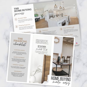 Real Estate Home Buying Made Easy Brochure, Real estate buyer's guide, Two-sided trifold realtor brochure, Real estate marketing, Canva