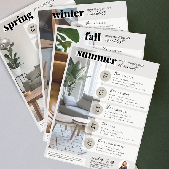 Home Maintenance Checklist, Real Estate Marketing Template (Canva Editable)
