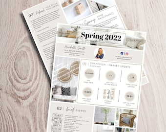 Realty Spring Newsletter Vorlage, Realtor Marketing (Canva Editable)