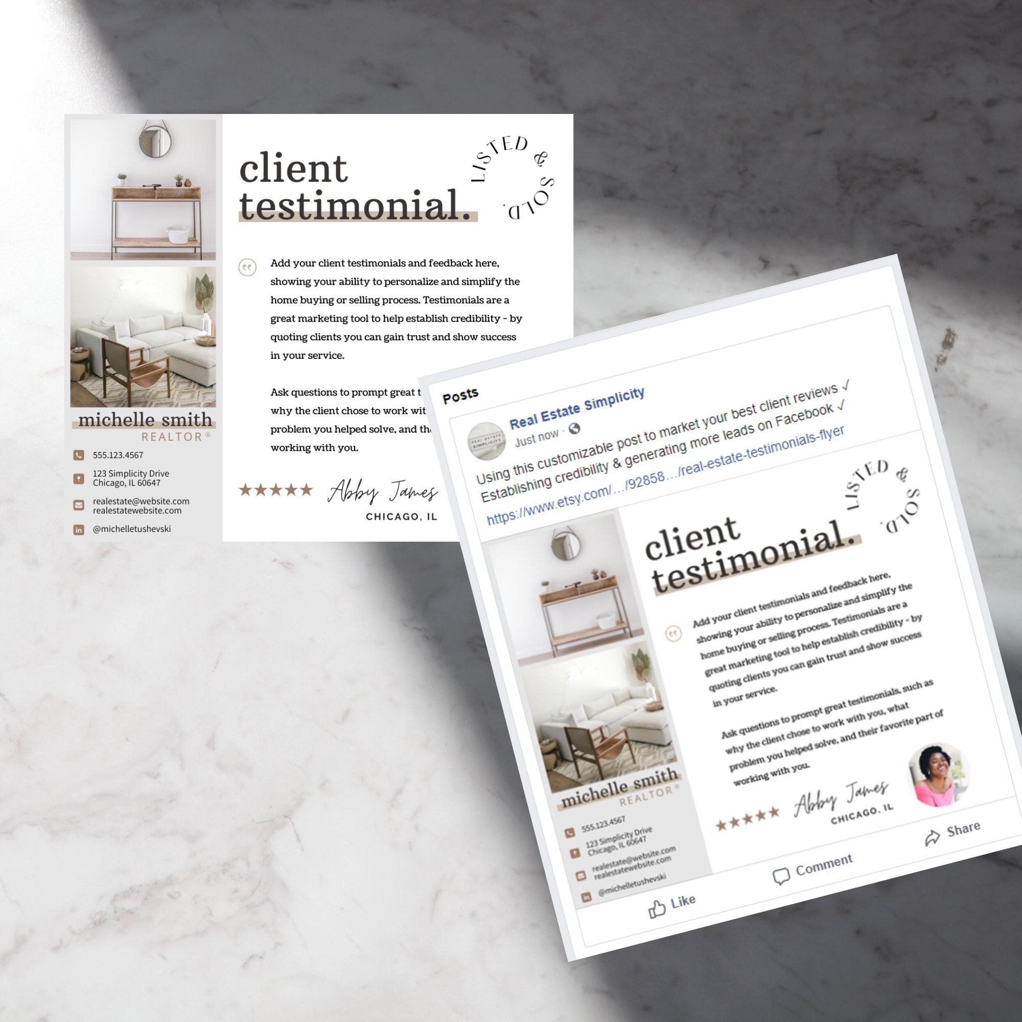 Real Estate Testimonials Flyer & Facebook Post Real Estate Etsy