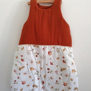 Baby sleeping bag, terracotta cotton gauze, fancy autumn fabrics