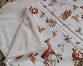 Fleece blanket for baby, forest animal theme