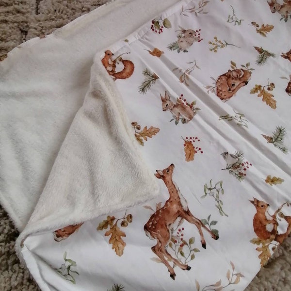 Couverture polaire pour bébé, thème animaux de la forêt