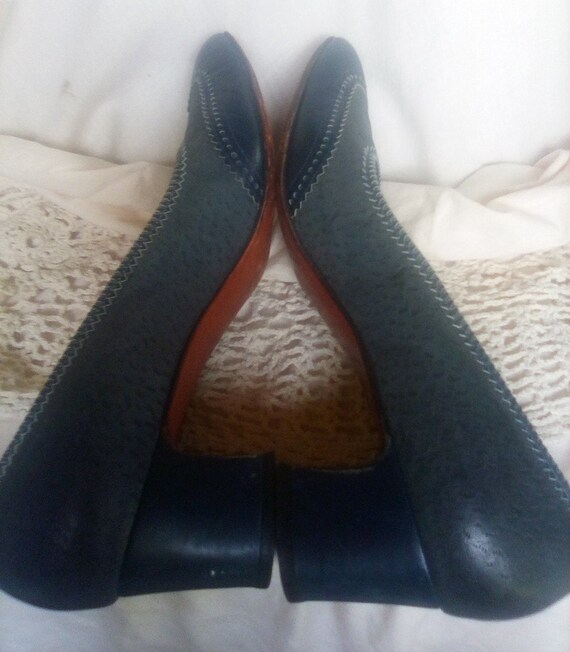 Vintage DeLiso debs blue leather pumps shoes heels - image 5