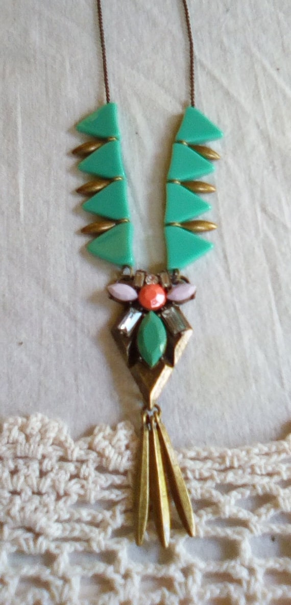 Vintage art deco style bead and rhinestone necklac