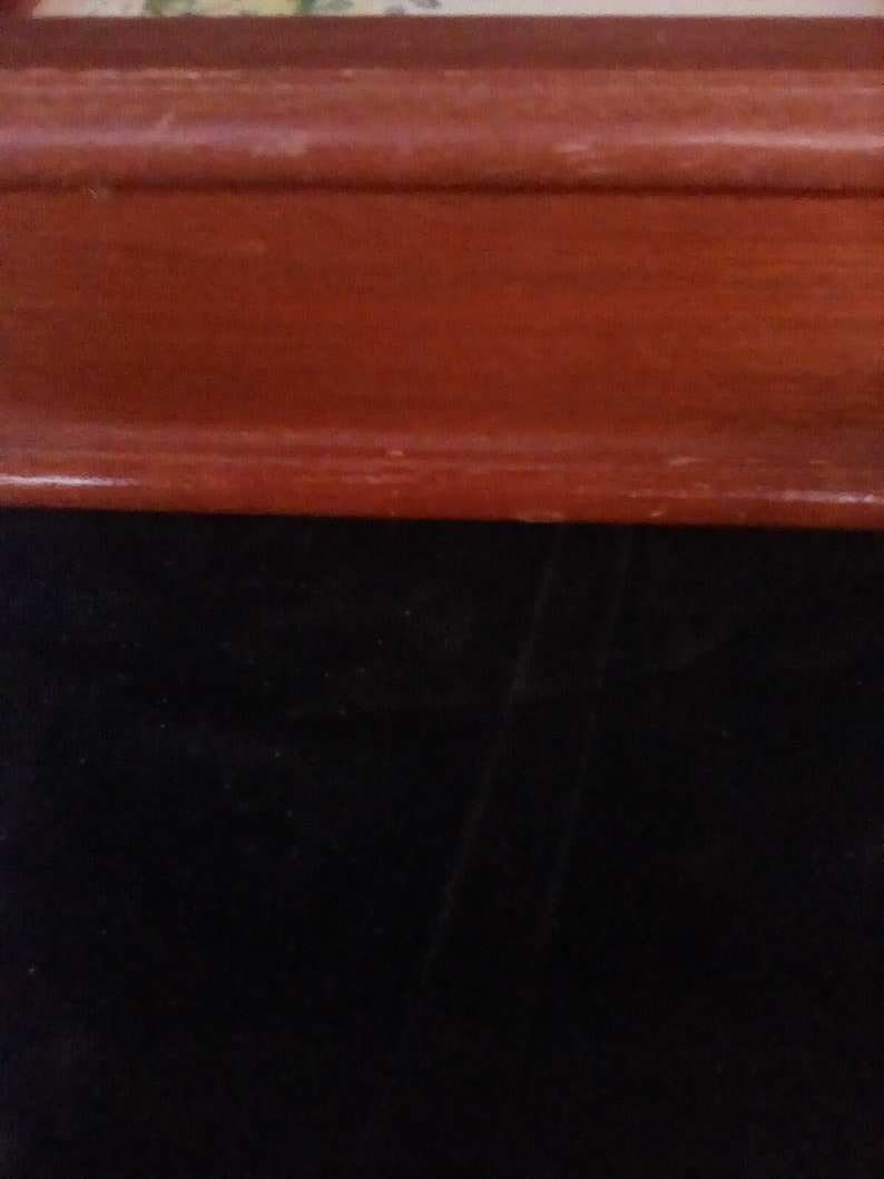 Vintage Square wood jewelry box girl with apples