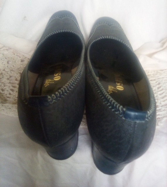 Vintage DeLiso debs blue leather pumps shoes heels - image 4