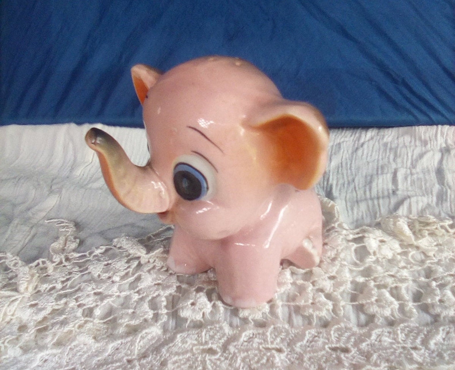 Vintage Porcelain Pink Elephant Figurine/ Shaker Etsy