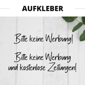 Aufkleber I Sticker "Bitte keine Werbung" I 2 Varianten