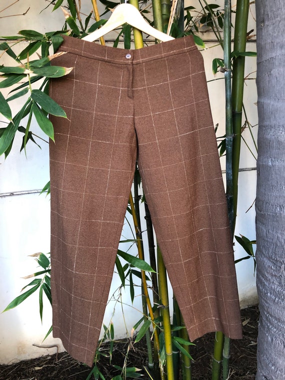 1970s Plaid Wool Trousers / Pants