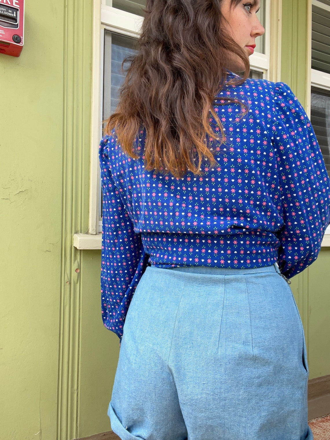 1960s 1970s Groovy Dog Ear Collar Patchwork Floral Top Etsy