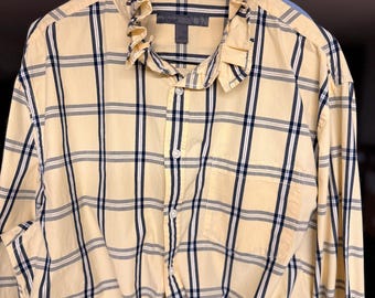 Repurposed Button Down Ruffle Collar Shirt women's