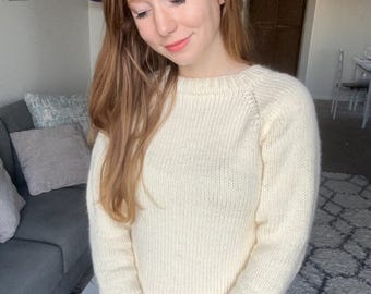 Cozy Raglan Sweater Knitting Pattern, Easy Beginner Pullover (PDF Download)